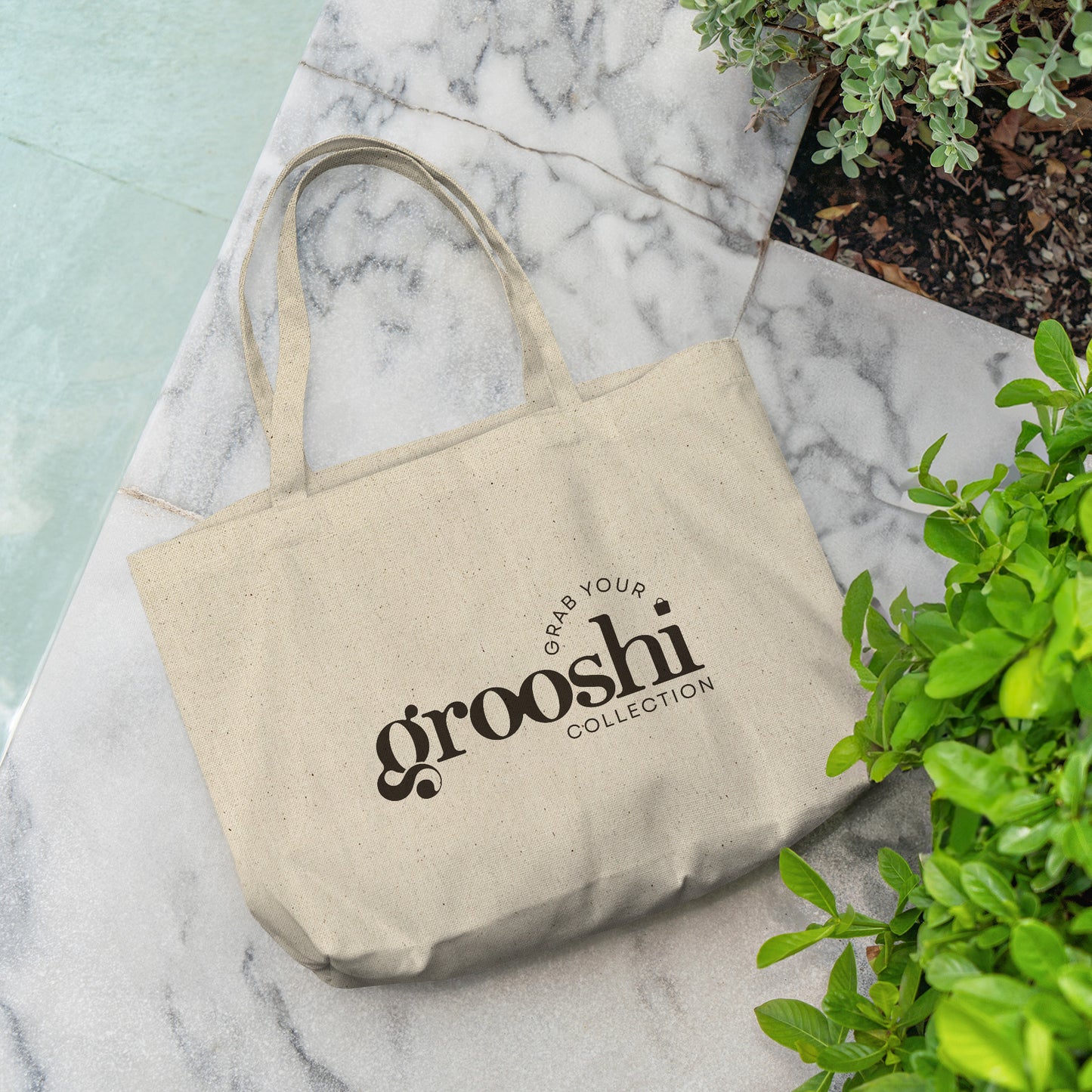Wide Cotton Tote - Grab Your Grooshi Collection