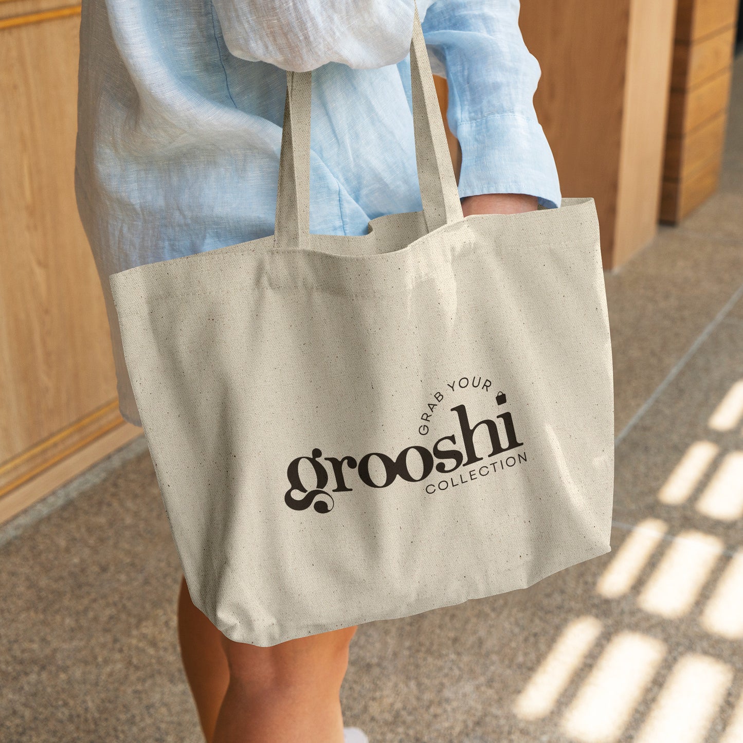 Wide Cotton Tote - Grab Your Grooshi Collection